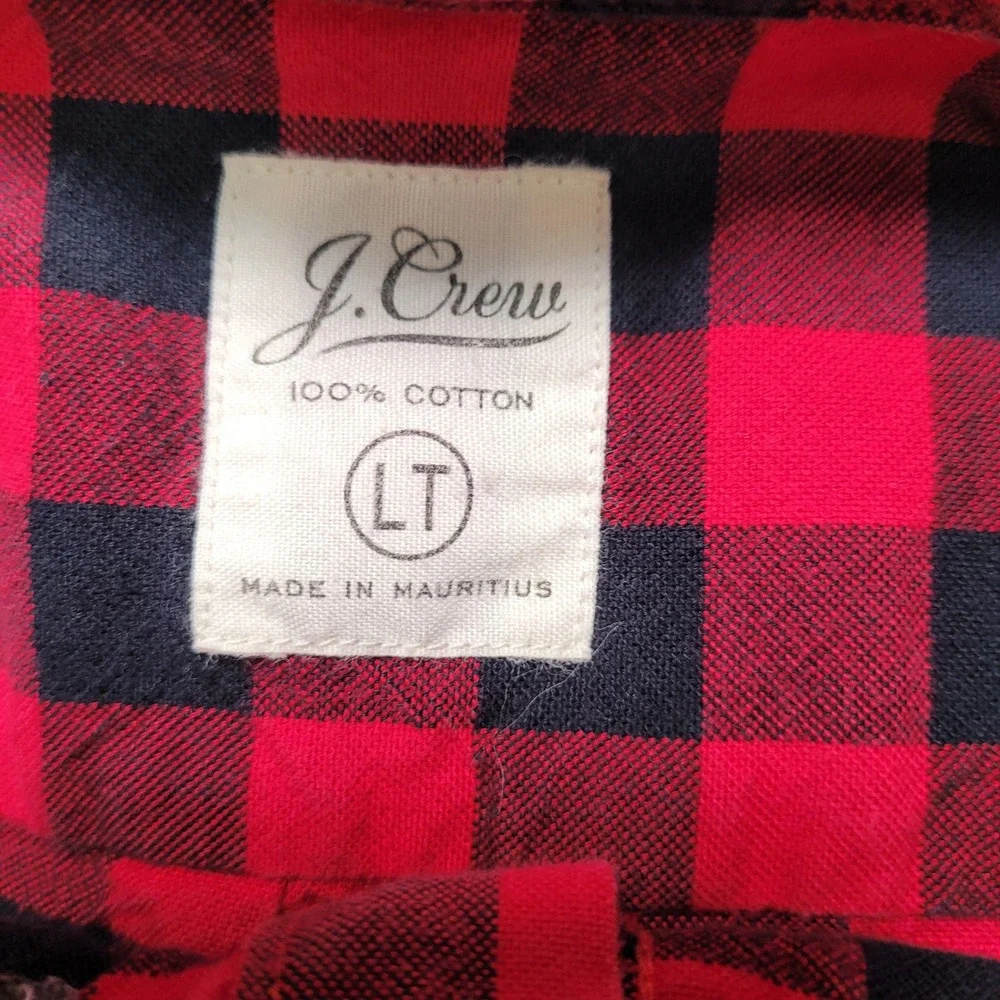Lot of 2 J.Crew Y2K Mens LT Large Tall Plaid Oxford Button Down Shirts Red Multi
